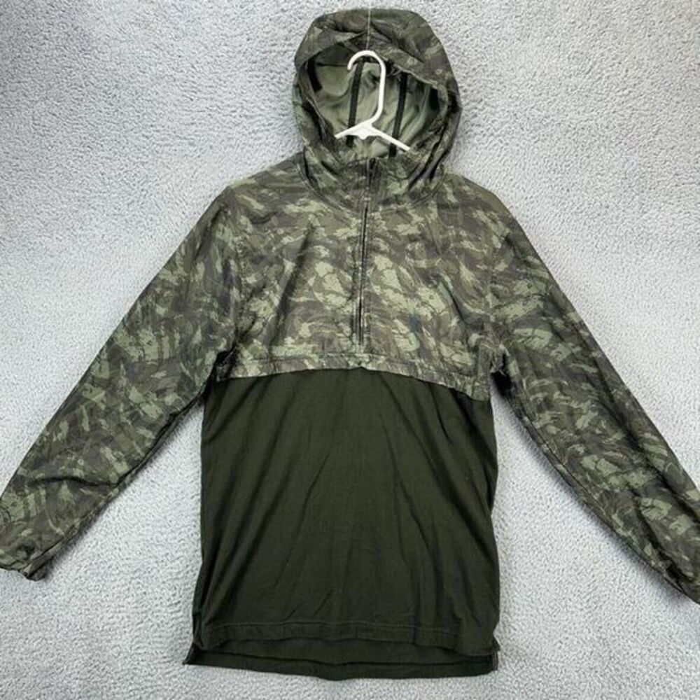 Under Armour Camo Hoodie Shirt Adult Medium Green Colorblock Fitted Half Zip Men